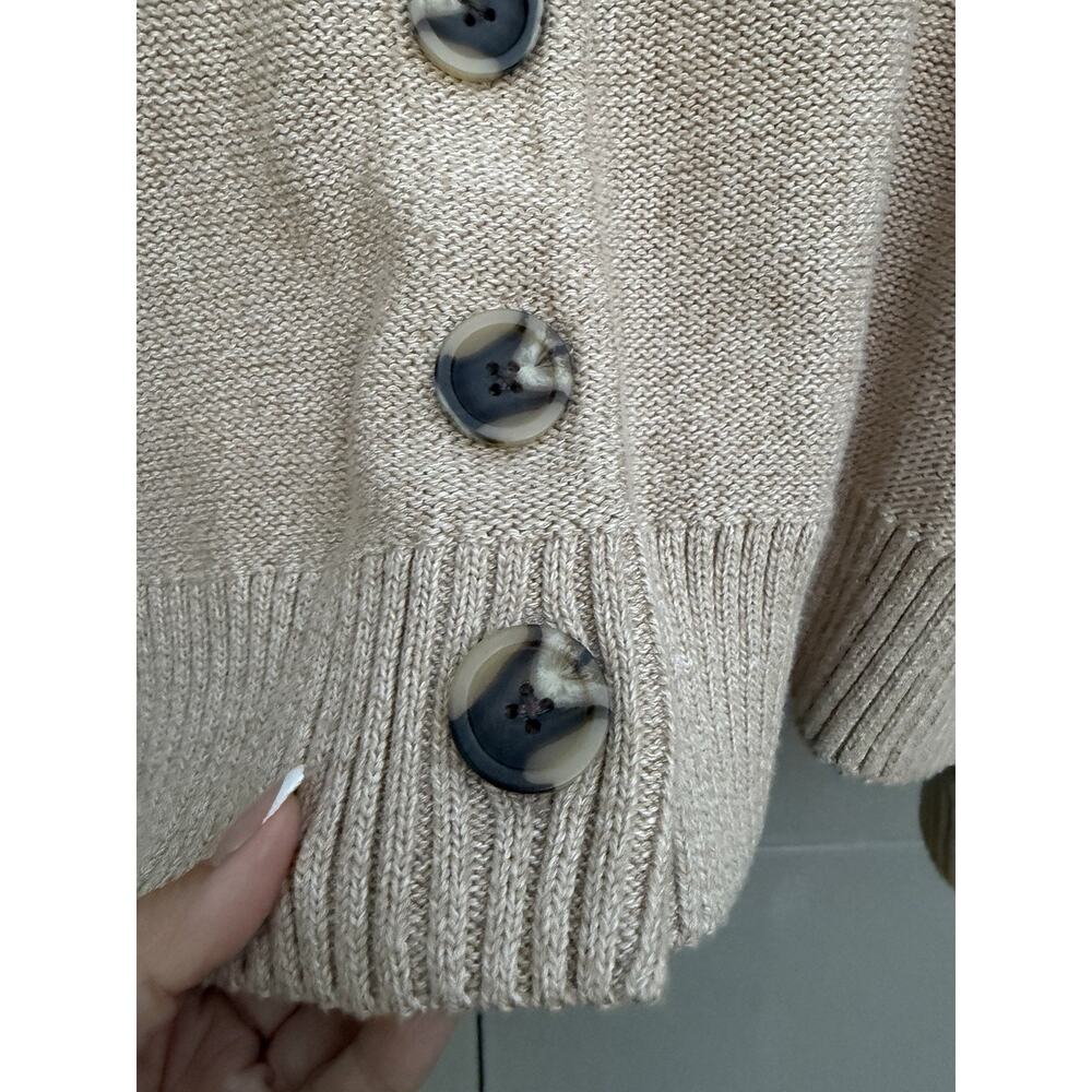 QUINCE Speckled Beige 100% ORGANIC COTTON Cropped CARDIGAN Sz S Minimalist Prepp - Picture 12 of 15